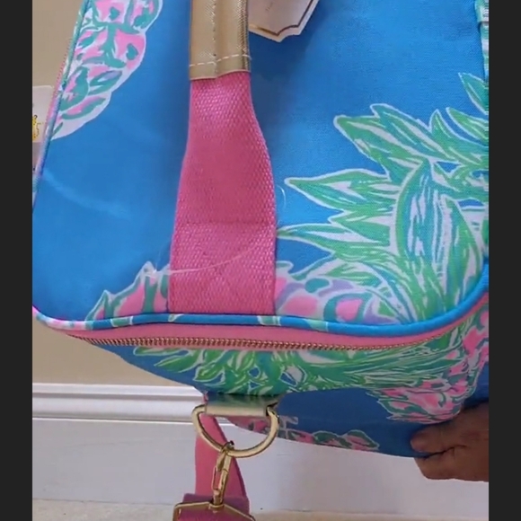 LILLY PULITZER insuleted wine carrier,  cooler, picnic,  beach tote colorful pin - Picture 12 of 13